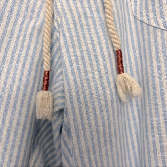 by Anthropologie Seashore Blue Stripe Linen Casual Lightweight Coastal Pants - Picture 9 of 15